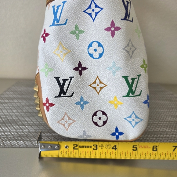 ♥RARE Louis Vuitton White Murakami Multicolor Monogram Gold Studded Shoulder Bag - Picture 13 of 16